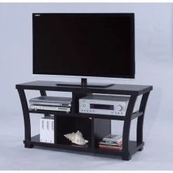 16 in. Black Wood TV Stand Fits TVs Up to 42 in. with Built-In Storage by Benjara -Cheap Benjara Store black benjara tv stands bm157869 31 1000