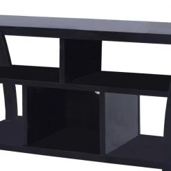 16 in. Black Wood TV Stand Fits TVs Up to 42 in. with Built-In Storage by Benjara -Cheap Benjara Store black benjara tv stands bm157869 4f 1000