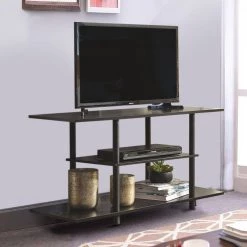 42 in. Black Composite TV Stand Fits TVs Up to 42 in. with Open Storage by Benjara -Cheap Benjara Store black benjara tv stands bm194848 fa 1000