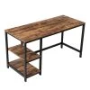 55 in. Rectangular Black/Brown Writing Desk with Open Storage by Benjara