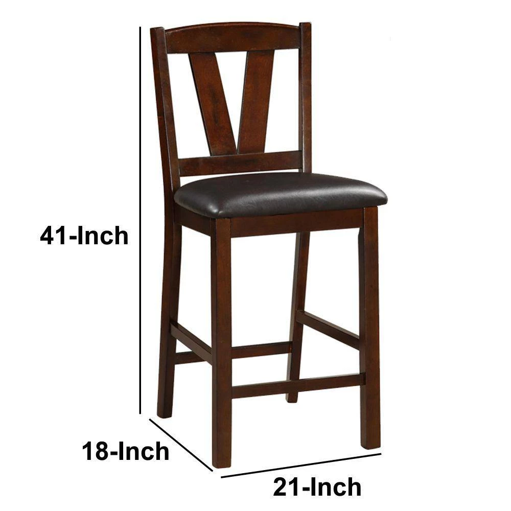 41 in. Brown Rubber Wood Counter Height Armless Chair (Set of 2) by Benjara 2 41 in. Brown Rubber Wood Counter Height Armless Chair (Set of 2) by Benjara - Image 2