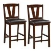 41 in. Brown Rubber Wood Counter Height Armless Chair (Set of 2) by Benjara