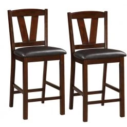 41 in. Brown Rubber Wood Counter Height Armless Chair (Set of 2) by Benjara