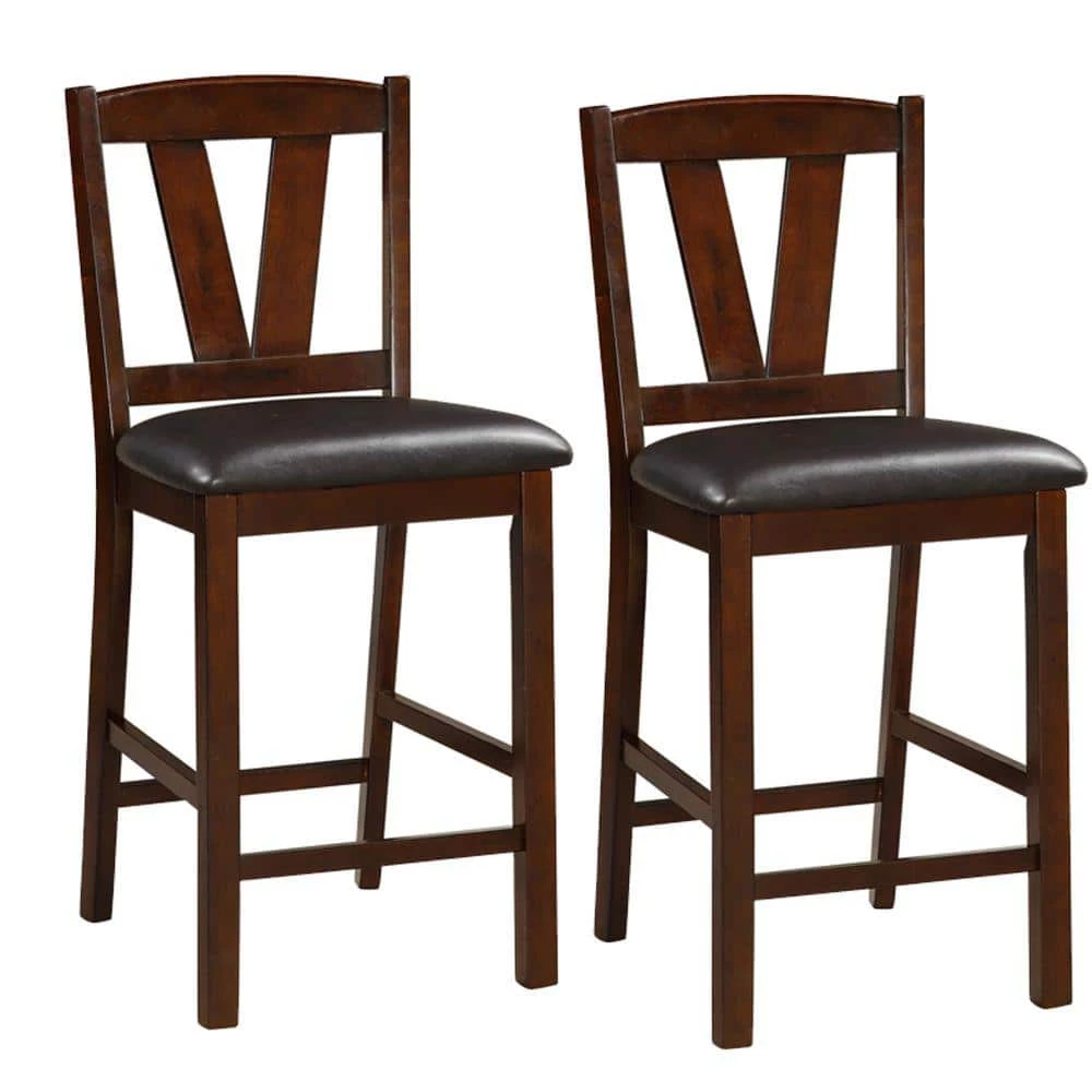 41 in. Brown Rubber Wood Counter Height Armless Chair (Set of 2) by Benjara 1 41 in. Brown Rubber Wood Counter Height Armless Chair (Set of 2) by Benjara