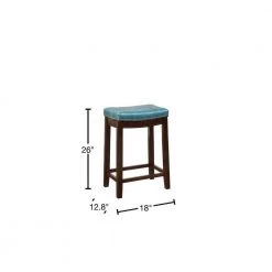 26 in. H Blue and Brown Wooden Counter Stool with Faux Leather Upholstery by Benjara -Cheap Benjara Store blue and brown benjara bar stools bm144056 40 1000