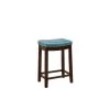 26 in. H Blue and Brown Wooden Counter Stool with Faux Leather Upholstery by Benjara