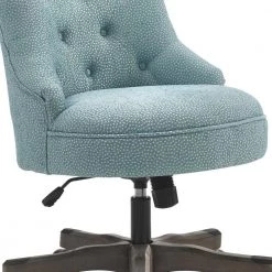 35 in. H Blue and Gray Wooden Office Chair with Textured Fabric Upholstery by Benjara -Cheap Benjara Store blue and gray benjara task chairs bm143950 4f 1000