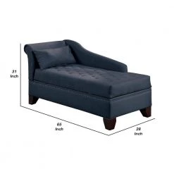 Blue Wooden Chaise Lounge with Chamfered Feet and Nailhead Trim Details by Benjara -Cheap Benjara Store blue benjara chaise lounges bm232882 44 1000