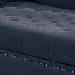 Blue Wooden Chaise Lounge with Chamfered Feet and Nailhead Trim Details by Benjara -Cheap Benjara Store blue benjara chaise lounges bm232882 4f 1000