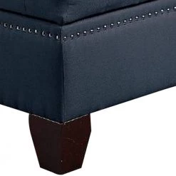 Blue Wooden Chaise Lounge with Chamfered Feet and Nailhead Trim Details by Benjara -Cheap Benjara Store blue benjara chaise lounges bm232882 c3 1000