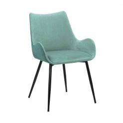 Light Blue Dining Chair with Sloped Arms and Metal Legs by Benjara