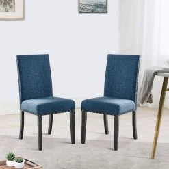 Blue 38 in. Dining Chair with Nailhead Trim (Set of 2) by Benjara -Cheap Benjara Store blue benjara dining chairs bm272079 31 1000