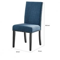 Blue 38 in. Dining Chair with Nailhead Trim (Set of 2) by Benjara -Cheap Benjara Store blue benjara dining chairs bm272079 44 1000