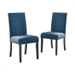 Blue 38 in. Dining Chair with Nailhead Trim (Set of 2) by Benjara