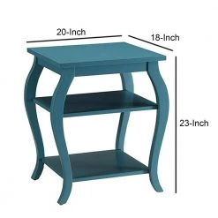 Becci 18 in. W Teal Rectangle Wooden Top End Table by Benjara -Cheap Benjara Store blue benjara end side tables bm154584 44 1000