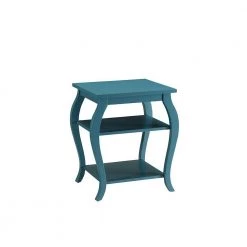 Becci 18 in. W Teal Rectangle Wooden Top End Table by Benjara