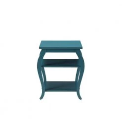 Becci 18 in. W Teal Rectangle Wooden Top End Table by Benjara -Cheap Benjara Store blue benjara end side tables bm154584 c3 1000