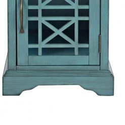 Antique Blue Wooden Chair Side Table With Hidden Power Charger by Benjara -Cheap Benjara Store blue benjara end side tables bm183987 44 1000