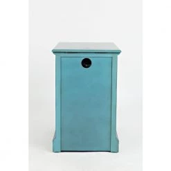 Antique Blue Wooden Chair Side Table With Hidden Power Charger by Benjara -Cheap Benjara Store blue benjara end side tables bm183987 fa 1000