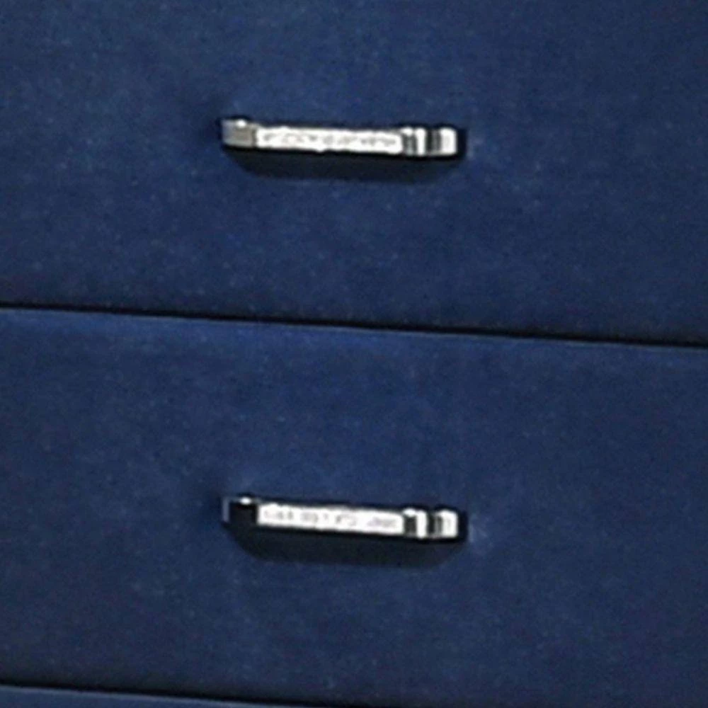 Cale 2-Drawer Blue Wooden Nightstand with Velvet Upholstered and Nailhead ( 26.25 in. H x 21 in. W x 18 in. L) by Benjara 5 Cale 2-Drawer Blue Wooden Nightstand with Velvet Upholstered and Nailhead ( 26.25 in. H x 21 in. W x 18 in. L) by Benjara - Image 5