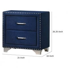 Cale 2-Drawer Blue Wooden Nightstand with Velvet Upholstered and Nailhead ( 26.25 in. H x 21 in. W x 18 in. L) by Benjara 12 Cale 2-Drawer Blue Wooden Nightstand with Velvet Upholstered and Nailhead ( 26.25 in. H x 21 in. W x 18 in. L) by Benjara -Cheap Benjara Store blue benjara nightstands bm280481 44 1000