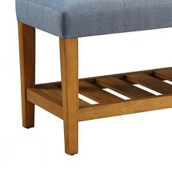 Blue and Oak Wooden Bench by Benjara -Cheap Benjara Store blue oak brown benjara dining benches bm158810 1f 1000