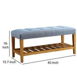 Blue and Oak Wooden Bench by Benjara -Cheap Benjara Store blue oak brown benjara dining benches bm158810 44 1000