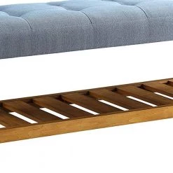 Blue and Oak Wooden Bench by Benjara -Cheap Benjara Store blue oak brown benjara dining benches bm158810 4f 1000