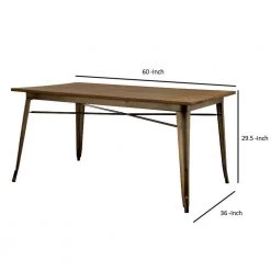 60 in. L Bronze and Brown Rectangular Top Dining Table with Sculpted Metal Legs by Benjara -Cheap Benjara Store bronze and brown benjara kitchen dining tables bm123398 76 1000
