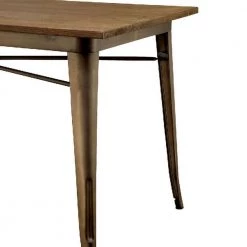 60 in. L Bronze and Brown Rectangular Top Dining Table with Sculpted Metal Legs by Benjara -Cheap Benjara Store bronze and brown benjara kitchen dining tables bm123398 fa 1000