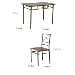5-Piece Rectangular Wooden Top Bronze Armless Chair Ironlike Dining Set by Benjara -Cheap Benjara Store bronze benjara dining room sets bm158030 44 1000