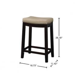 26.18 in. H Brown and Beige Fabric Upholstered Counter Stool with Nail head Trim by Benjara -Cheap Benjara Store brown and beige benjara bar stools bm16841 40 1000