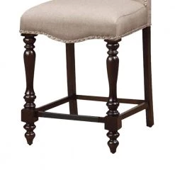 Brown and Beige Fabric Seat Counter Height Chair with Turned Legs (Set of 2) by Benjara -Cheap Benjara Store brown and beige benjara dining chairs bm131183 44 1000