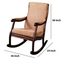 Brown and Beige Fabric Upholstered Rocking Chair with Padded Armrests by Benjara -Cheap Benjara Store brown and beige benjara rockers gliders ottomans bm131914 44 1000