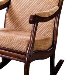 Brown and Beige Fabric Upholstered Rocking Chair with Padded Armrests by Benjara -Cheap Benjara Store brown and beige benjara rockers gliders ottomans bm131914 4f 1000