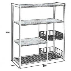 Brown and Black Wood and Metal Frame Baker's Rack with 2 Mesh Basket and 6 Hooks by Benjara -Cheap Benjara Store brown and black benjara baker s racks bm217105 44 1000