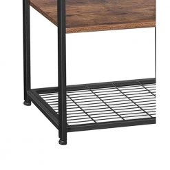 Brown and Black Wood and Metal Frame Baker's Rack with 2 Mesh Basket and 6 Hooks by Benjara -Cheap Benjara Store brown and black benjara baker s racks bm217105 4f 1000