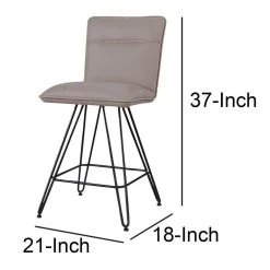 37 in. H Taupe Brown and Black Leather Counter Height Stool with Metal Hairpin Legs (Set of 2) by Benjara -Cheap Benjara Store brown and black benjara bar stools bm187623 44 1000