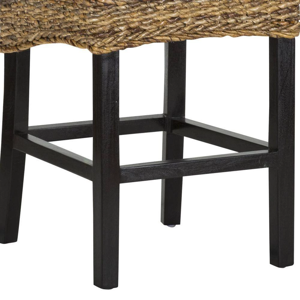 37 in. Height Brown and Black Woven Rattan Counter Height Stool with Wooden Legs and Low Profile Backrest by Benjara 6 37 in. Height Brown and Black Woven Rattan Counter Height Stool with Wooden Legs and Low Profile Backrest by Benjara - Image 6