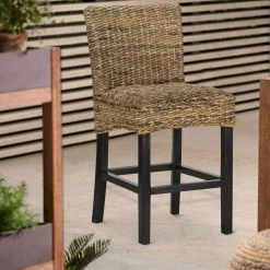 37 in. Height Brown and Black Woven Rattan Counter Height Stool with Wooden Legs and Low Profile Backrest by Benjara 17 37 in. Height Brown and Black Woven Rattan Counter Height Stool with Wooden Legs and Low Profile Backrest by Benjara -Cheap Benjara Store brown and black benjara bar stools bm195684 31 1000