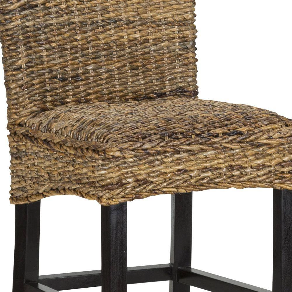 37 in. Height Brown and Black Woven Rattan Counter Height Stool with Wooden Legs and Low Profile Backrest by Benjara 7 37 in. Height Brown and Black Woven Rattan Counter Height Stool with Wooden Legs and Low Profile Backrest by Benjara - Image 7