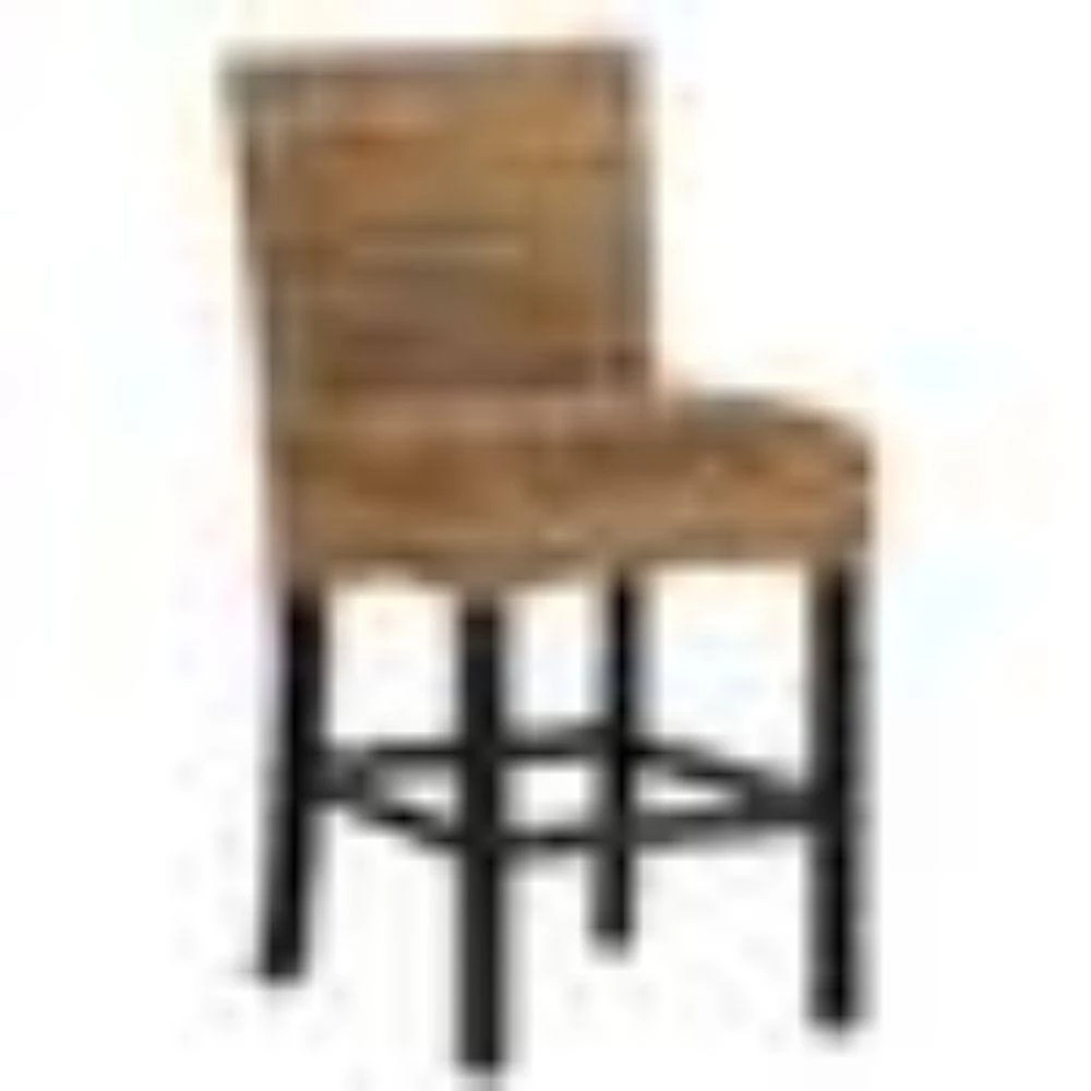 37 in. Height Brown and Black Woven Rattan Counter Height Stool with Wooden Legs and Low Profile Backrest by Benjara 2 37 in. Height Brown and Black Woven Rattan Counter Height Stool with Wooden Legs and Low Profile Backrest by Benjara - Image 2