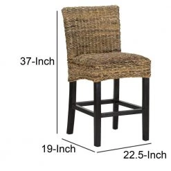 37 in. Height Brown and Black Woven Rattan Counter Height Stool with Wooden Legs and Low Profile Backrest by Benjara 16 37 in. Height Brown and Black Woven Rattan Counter Height Stool with Wooden Legs and Low Profile Backrest by Benjara -Cheap Benjara Store brown and black benjara bar stools bm195684 fa 1000