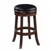 Sabi 30 in. Brown and Black Backless Solid Wood Swivel Counter Stool with Faux Leather Seat by Benjara