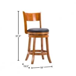 Sabi 37.5 in. Brown and Black High Back Solid Wood Swivel Counter Stool with Faux Leather Seat by Benjara -Cheap Benjara Store brown and black benjara bar stools bm274236 40 1000