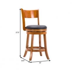 Sabi 37.5 in. Brown and Black High Back Solid Wood Swivel Counter Stool with Faux Leather Seat by Benjara -Cheap Benjara Store brown and black benjara bar stools bm274236 44 1000