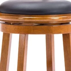 Sabi 37.5 in. Brown and Black High Back Solid Wood Swivel Counter Stool with Faux Leather Seat by Benjara -Cheap Benjara Store brown and black benjara bar stools bm274236 4f 1000