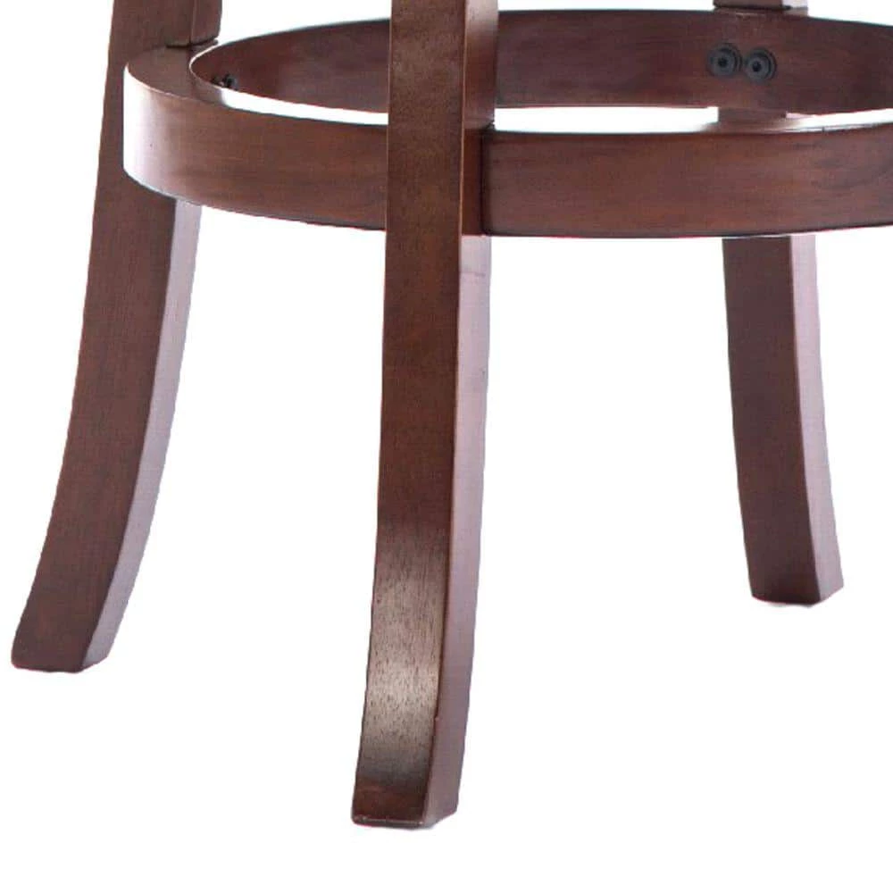 Sabi 43.5 in. Brown and Black High Back Solid Wood Swivel Counter Stool with Faux Leather Seat by Benjara 6 Sabi 43.5 in. Brown and Black High Back Solid Wood Swivel Counter Stool with Faux Leather Seat by Benjara - Image 6