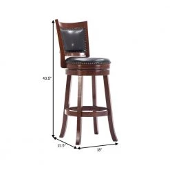 Sabi 43.5 in. Brown and Black High Back Solid Wood Swivel Counter Stool with Faux Leather Seat by Benjara 14 Sabi 43.5 in. Brown and Black High Back Solid Wood Swivel Counter Stool with Faux Leather Seat by Benjara -Cheap Benjara Store brown and black benjara bar stools bm274354 44 1000
