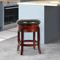 Sabi 25 in. Brown and Black Backless Solid Wood Swivel Counter Stool with Faux Leather Seat by Benjara 17 Sabi 25 in. Brown and Black Backless Solid Wood Swivel Counter Stool with Faux Leather Seat by Benjara -Cheap Benjara Store brown and black benjara bar stools bm274358 31 1000